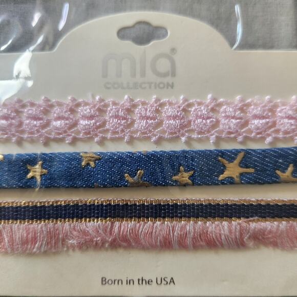 Mia Collection By kim Min Sun Chokers set of‎ 3 Blue, Gold and Pink. - Picture 1 of 2